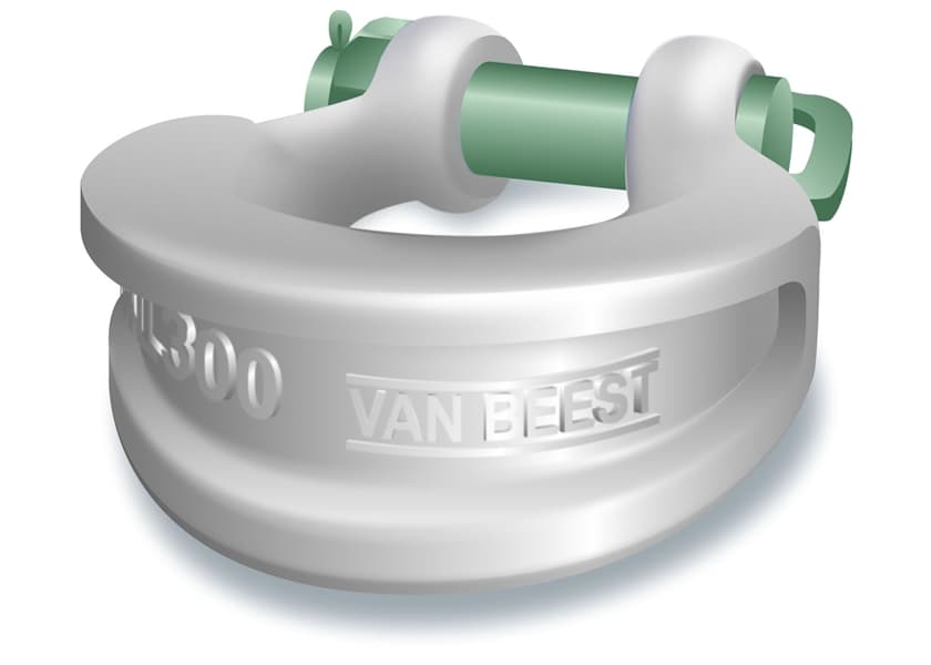 Green Pin Sling Saver shackle on wire rope sling eye