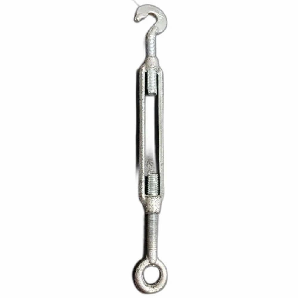 Turnbuckle IS 3121 — slim hot-dip galvanised forged body, hook and eye end-fittings